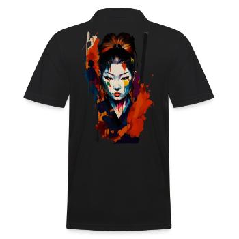 Samurai Warrior - Splash Art - Männer Poloshirt - Schwarz - Hinten - Kai (181cm)