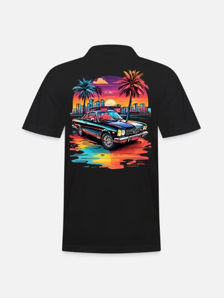 Retro Car Cruiser at sunset - Men's Polo Shirt - black