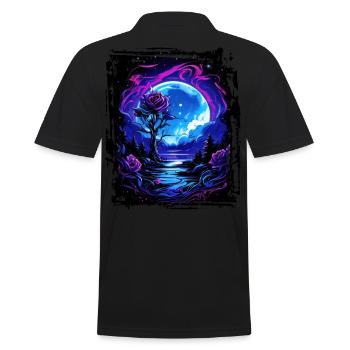Dreamy moonlight and enchanting rose - Men's Polo Shirt - black - Back - Kai (181cm)