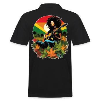 Rastafarian reggae guitarist - Men's Polo Shirt - black - Back - Kai (181cm)