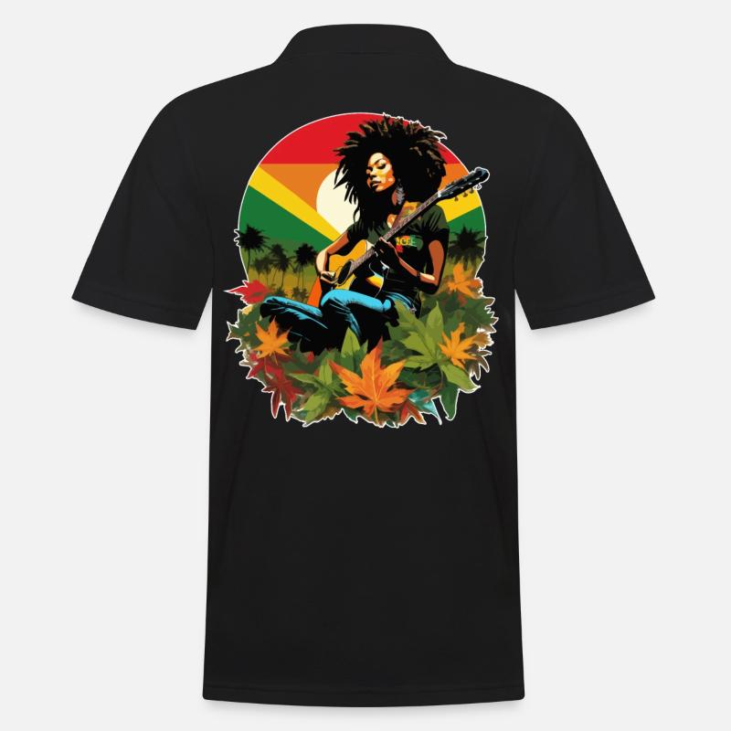 Rastafari Reggae-Gitarrist - Männer Poloshirt - Schwarz