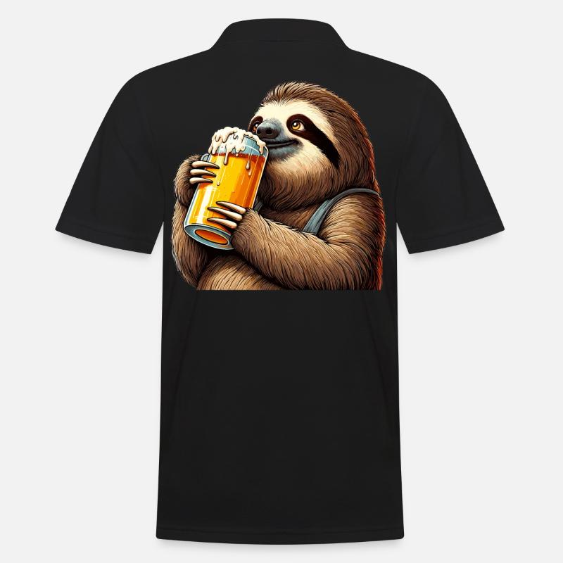 Bier Faultier Genuss Geschenk - Männer Poloshirt - Schwarz