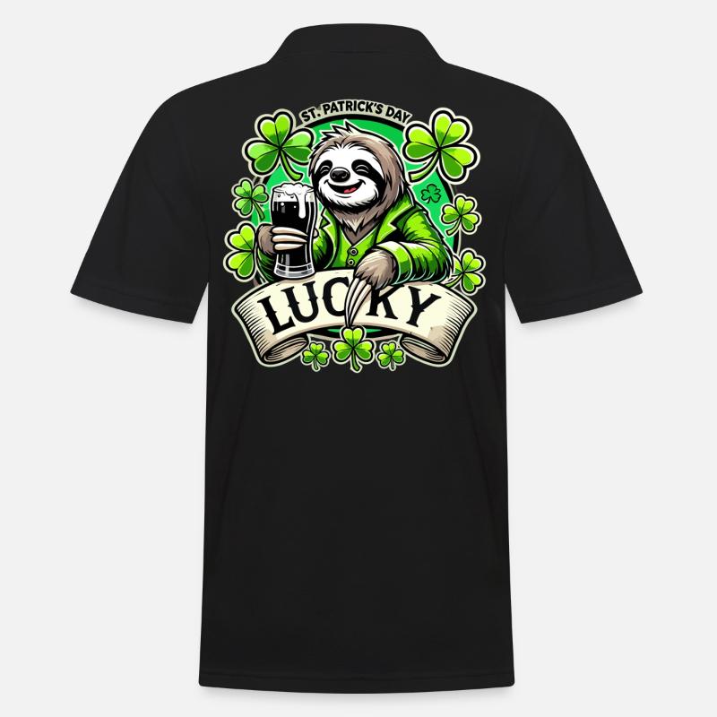 Saint-Patrick Leprechaun Paresseux Heureux - Polo Homme - noir