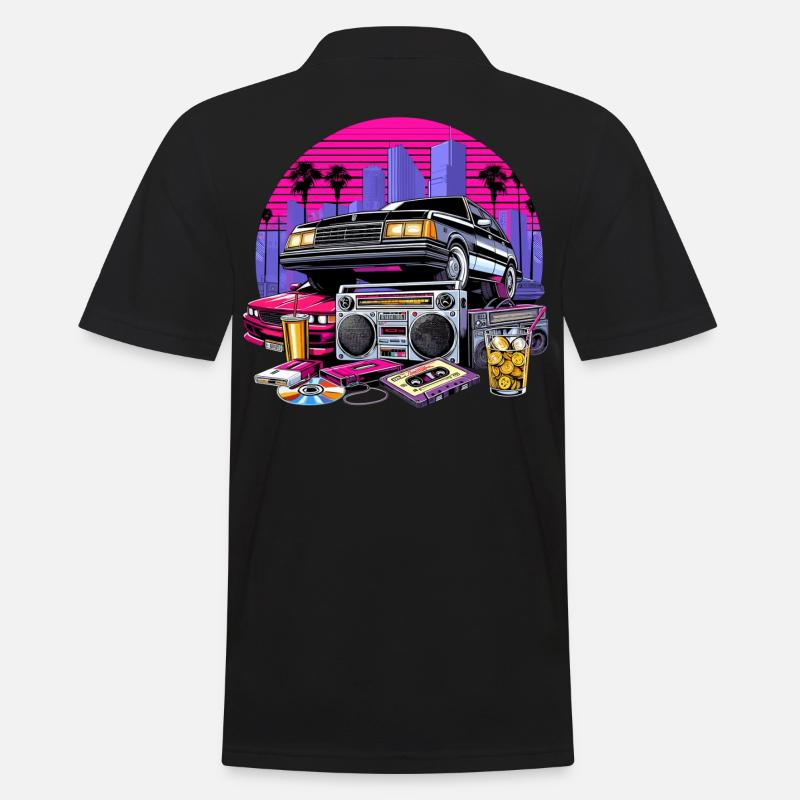 Kompaktkassette Ghettoblaster 90er Retro Geschenk - Männer Poloshirt - Schwarz