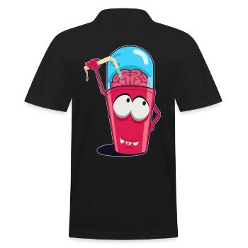Brain Shake Doodle Art - Männer Poloshirt - Schwarz - Hinten - Kai (181cm)