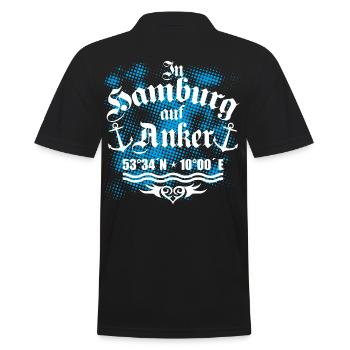 47 In Hamburg auf Anker - Männer Poloshirt - Schwarz - Hinten - Kai (181cm)