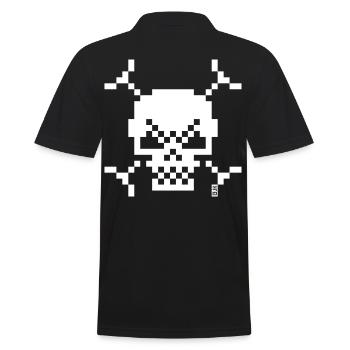 Pixel Totenkopf Small Pixelkunst Jolly Roger White - Männer Poloshirt - Schwarz - Hinten - Kai (181cm)