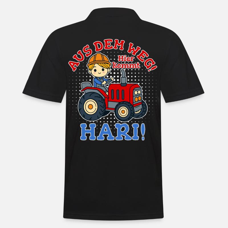 Hari Name Traktor - Männer Poloshirt - Schwarz