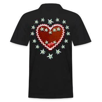 49 Lebkuchenherz Engelein Edelweiss Dein Text - Männer Poloshirt - Schwarz - Hinten - Kai (181cm)