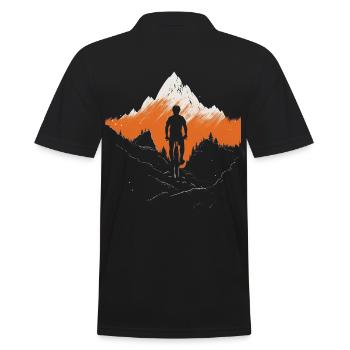 Mountain biker rides through the mountains - orange - Men's Polo Shirt - black - Back - Kai (181cm)