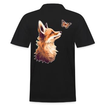 Fox with butterfly - Men's Polo Shirt - black - Back - Kai (181cm)