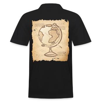 Geography - Vintage Globe & Pointer - Men's Polo Shirt - black - Back - Kai (181cm)