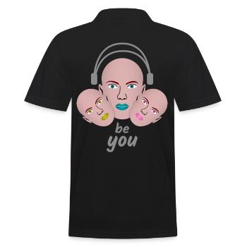 Be You Kissing Mouth Headphone Gift - Men's Polo Shirt - black - Back - Kai (181cm)