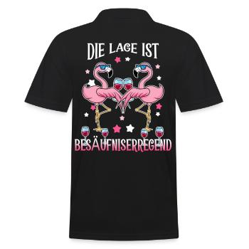 Betrunkene Flamingos - Männer Poloshirt - Schwarz - Hinten - Kai (181cm)