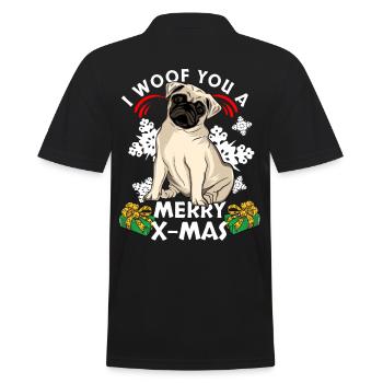 Mops Weihnachten - Männer Poloshirt - Schwarz - Hinten - Kai (181cm)