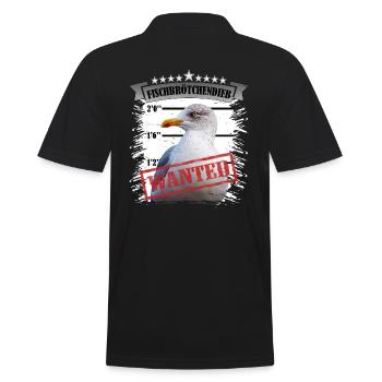 Möwe - Fischbrötchen Dieb - Männer Poloshirt - Schwarz - Hinten - Kai (181cm)