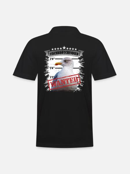 Möwe - Fischbrötchen Dieb - Männer Poloshirt - Schwarz