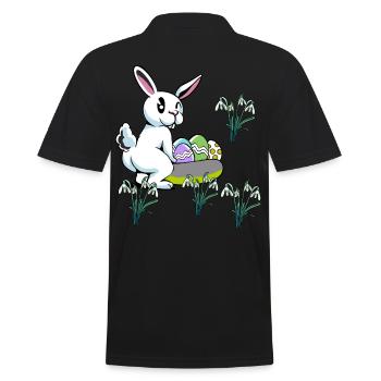 Kind Kinder Kleinkind Baby Ostern Eier Hase Blumen - Männer Poloshirt - Schwarz - Hinten - Kai (181cm)