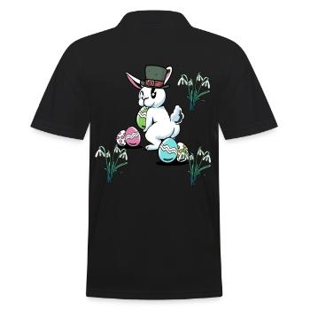 Easter eggs Easter festival Easter bunny rabbit child - Men's Polo Shirt - black - Back - Kai (181cm)