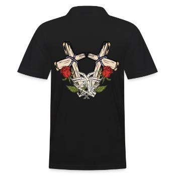 Halloween Horror Vampire Cross - Men's Polo Shirt - black - Back - Kai (181cm)