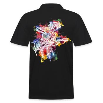 Gitarren-Evolution-Aquarell-Design für - Männer Poloshirt - Schwarz - Hinten - Kai (181cm)
