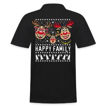 94 Hirsch Rudolph HAPPY FAMILY Papa Mama Kind - Männer Poloshirt - Schwarz - Hinten - Kai (181cm)