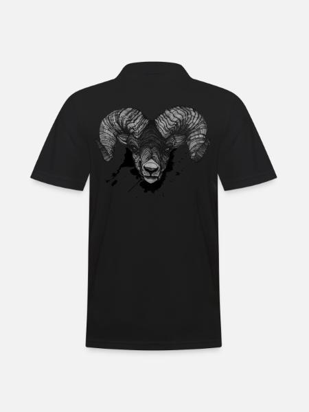 Aries Capricorn Head Art Dickkopf - Koszulka polo męska - czarny