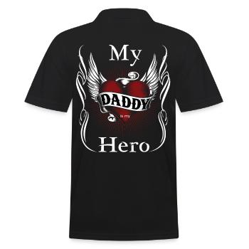 My Dad is my Hero, Mein Vater i. mein Held, Papa - Männer Poloshirt - Schwarz - Hinten - Kai (181cm)