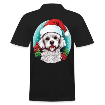 Chien de race Bichon qui fête Noël - Polo Homme - noir - Dos - Kai (181cm)