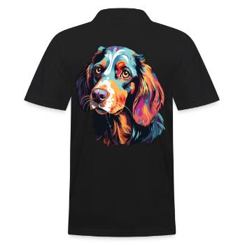 English Setter Hund Porträt Pop Art Stil - Männer Poloshirt - Schwarz - Hinten - Kai (181cm)