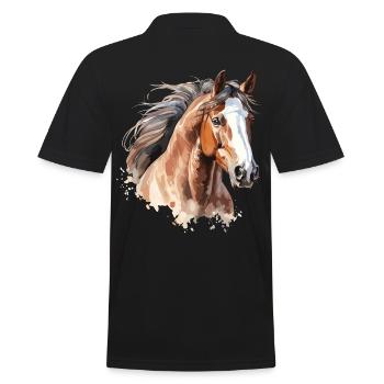 Portrait de cheval avec un style aquarelle - Polo Homme - noir - Dos - Kai (181cm)