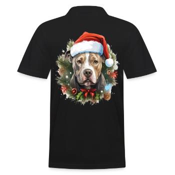 Chien de la race Pitbull qui fête Noël avec vous - Polo Homme - noir - Dos - Kai (181cm)
