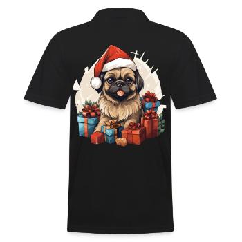 Chien de la race Pékinois qui fête Noël avec vous - Polo Homme - noir - Dos - Kai (181cm)