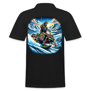 A colorful snowmobile in a mountainous landscape - Men's Polo Shirt - black - Back - Kai (181cm)