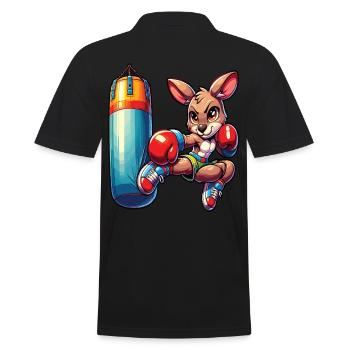 Ein niedliches Box-Känguru im Manga-Stil - Männer Poloshirt - Schwarz - Hinten - Kai (181cm)