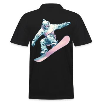 Snowboarder mit Pastellfarben - Männer Poloshirt - Schwarz - Hinten - Kai (181cm)