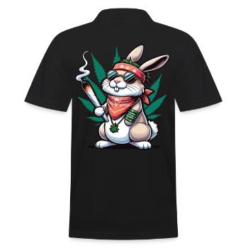 Un lapin hippie qui fume un joint de cannabis - Polo Homme - noir - Dos - Kai (181cm)