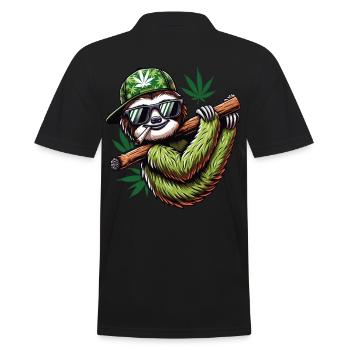 Un Paresseux qui fume un joint de cannabis - Polo Homme - noir - Dos - Kai (181cm)