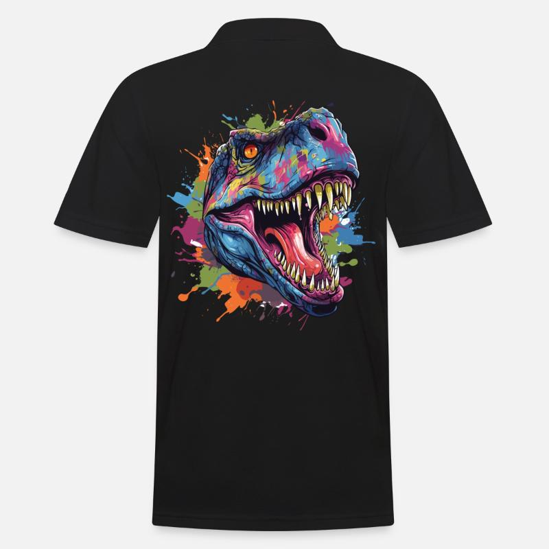 T-Rex Dinosaurier Kopf mit Graffiti-Stil - Männer Poloshirt - Schwarz