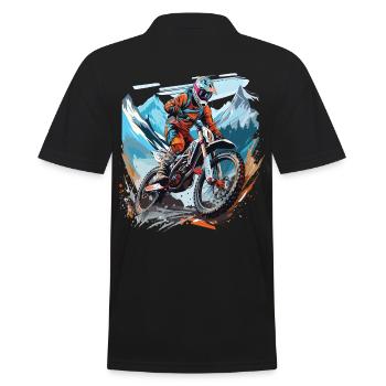 Motocross avec un décor de montagnes - Polo Homme - noir - Dos - Kai (181cm)