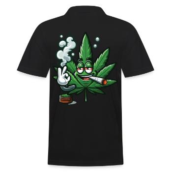 Une feuille de cannabis qui fume style cartoon - Polo Homme - noir - Dos - Kai (181cm)
