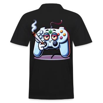 Une manette de jeux qui fume un joint de cannabis - Polo Homme - noir - Dos - Kai (181cm)