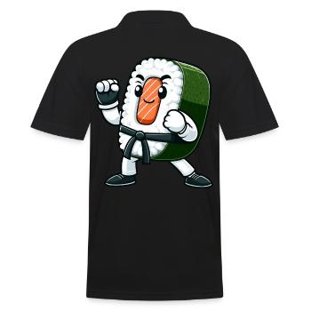 Karate Sushi Master In Action - Men's Polo Shirt - black - Back - Kai (181cm)