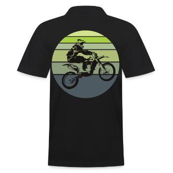 Motocross Retro - Männer Poloshirt - Schwarz - Hinten - Kai (181cm)