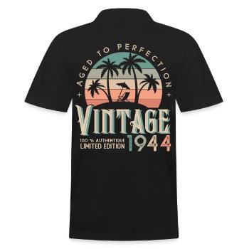 1944 Birthday Gift Born 1944 - Men's Polo Shirt - black - Back - Kai (181cm)