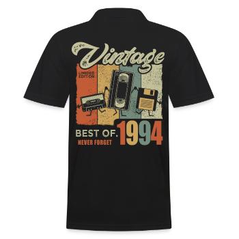 1994 Geschenk 1994 Vintage Retro Jubiläum Geschenk - Männer Poloshirt - Schwarz - Hinten - Kai (181cm)