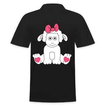 Sheep Drawing Hearts Easter Children Baby Lamb - Men's Polo Shirt - black - Back - Kai (181cm)
