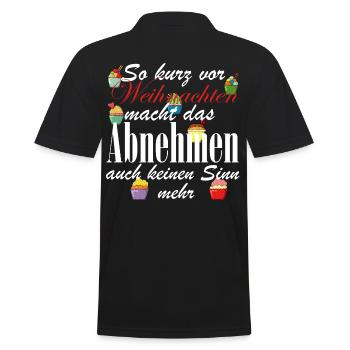 Weihnachten und abnehmen- Lustiger Spruch - Männer Poloshirt - Schwarz - Hinten - Kai (181cm)