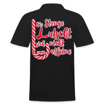 Zuckerstange Lutschen Lustige Sprüche Weihnachten - Männer Poloshirt - Schwarz - Hinten - Kai (181cm)