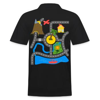 Tapis de jeu de voiture pour les enfants sur le dos de papa - Polo Homme - noir - Dos - Kai (181cm)